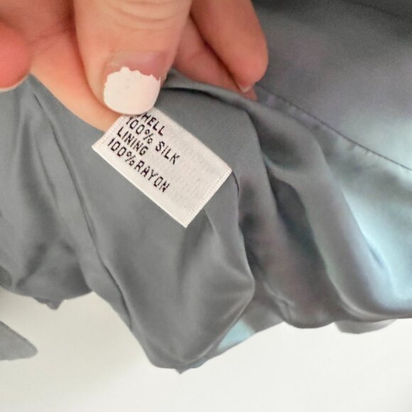 NWT Ann Taylor Petites Silk Shantung Metallic Blazer (Size 12P) - Picture 4 of 5